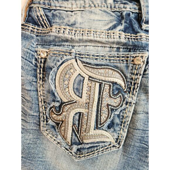 Rock Revival Eilish Boot Jeans Womens 33 (Act 36 X 31) Blue Mid Rise - Picture 9 of 16